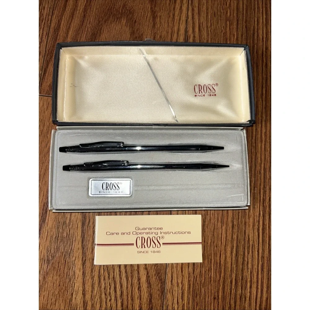 Vtg 1980s Silver Cross 3501 Chrome Ball Pen Pencil Set Machine Rare NIB